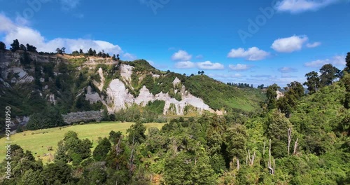 Soaring over native forest Apiti reserve and Manawatu farmland -New Zealand photo