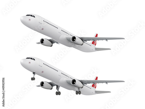 Realistic aircraft. Passenger plane. Vector 3D model of an airplane isolated on white background.