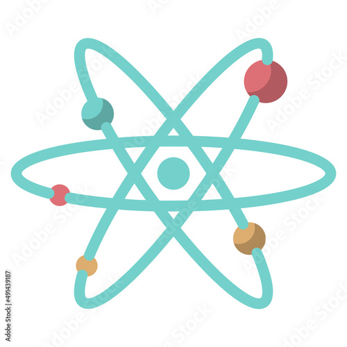 Vector atom flat icon, chemical and atom 64x64 Pixel, white background