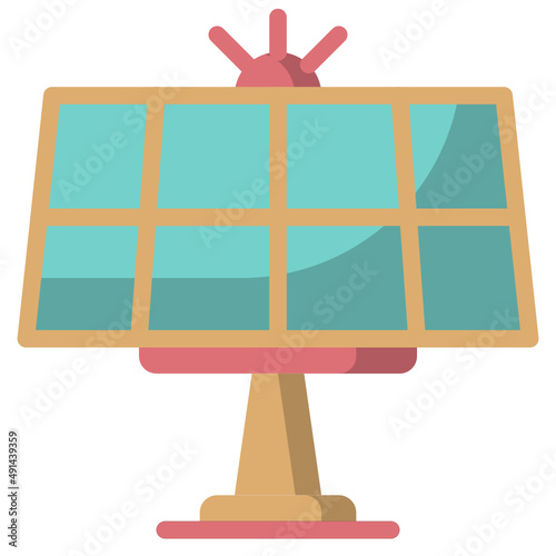 Vector solar cell flat icon, electricity and renewable power 64x64 Pixel, white background
