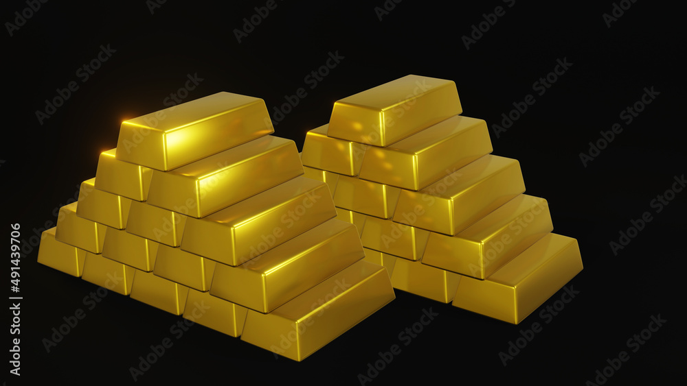 3D rendering fine Gold bar on black background 3D rendering fine Gold bar on black background