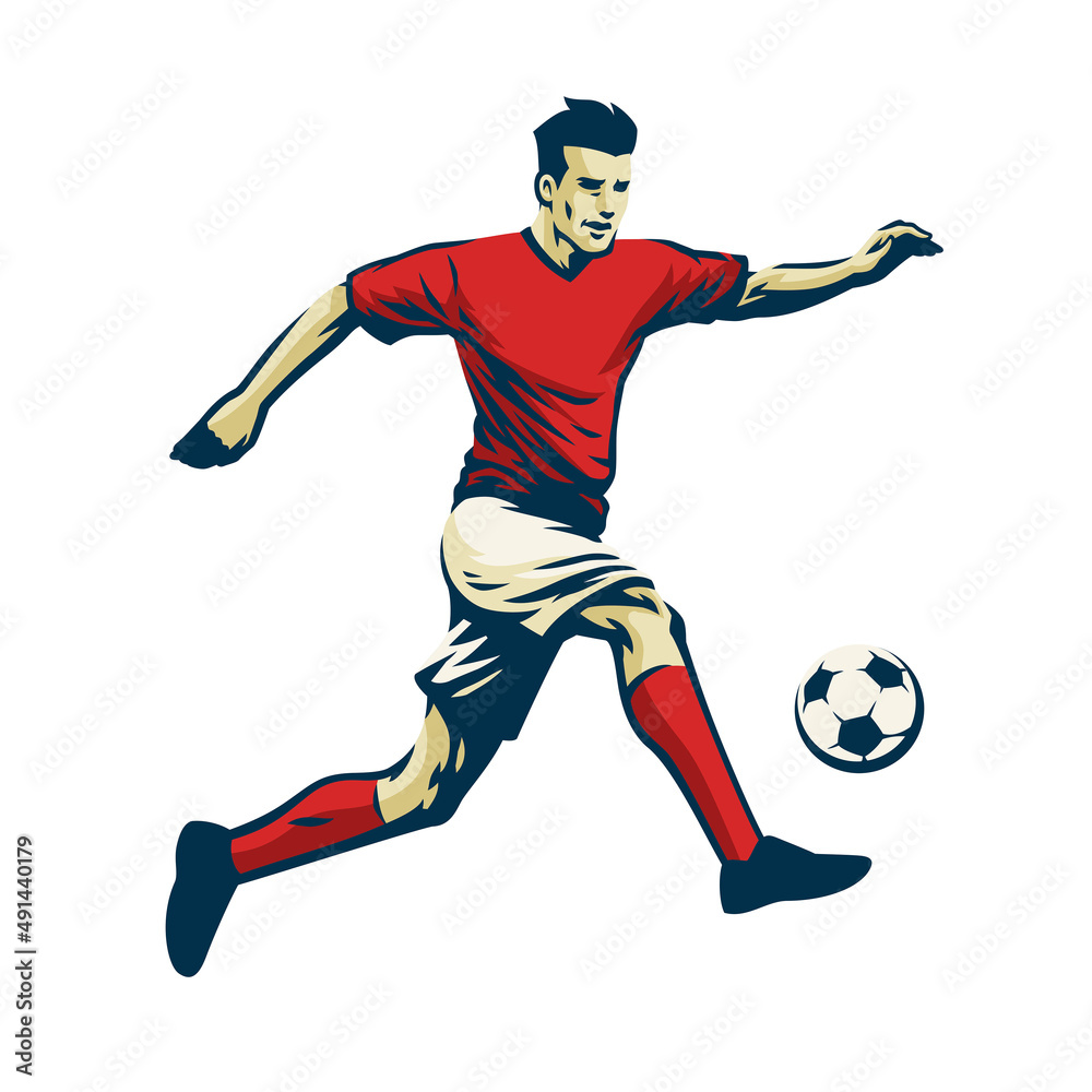 Football Player Running Mascot logo