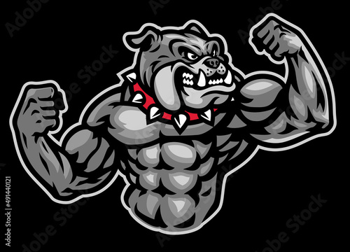 Bulldog Mascot Logo with Big Bodybuilder Body
