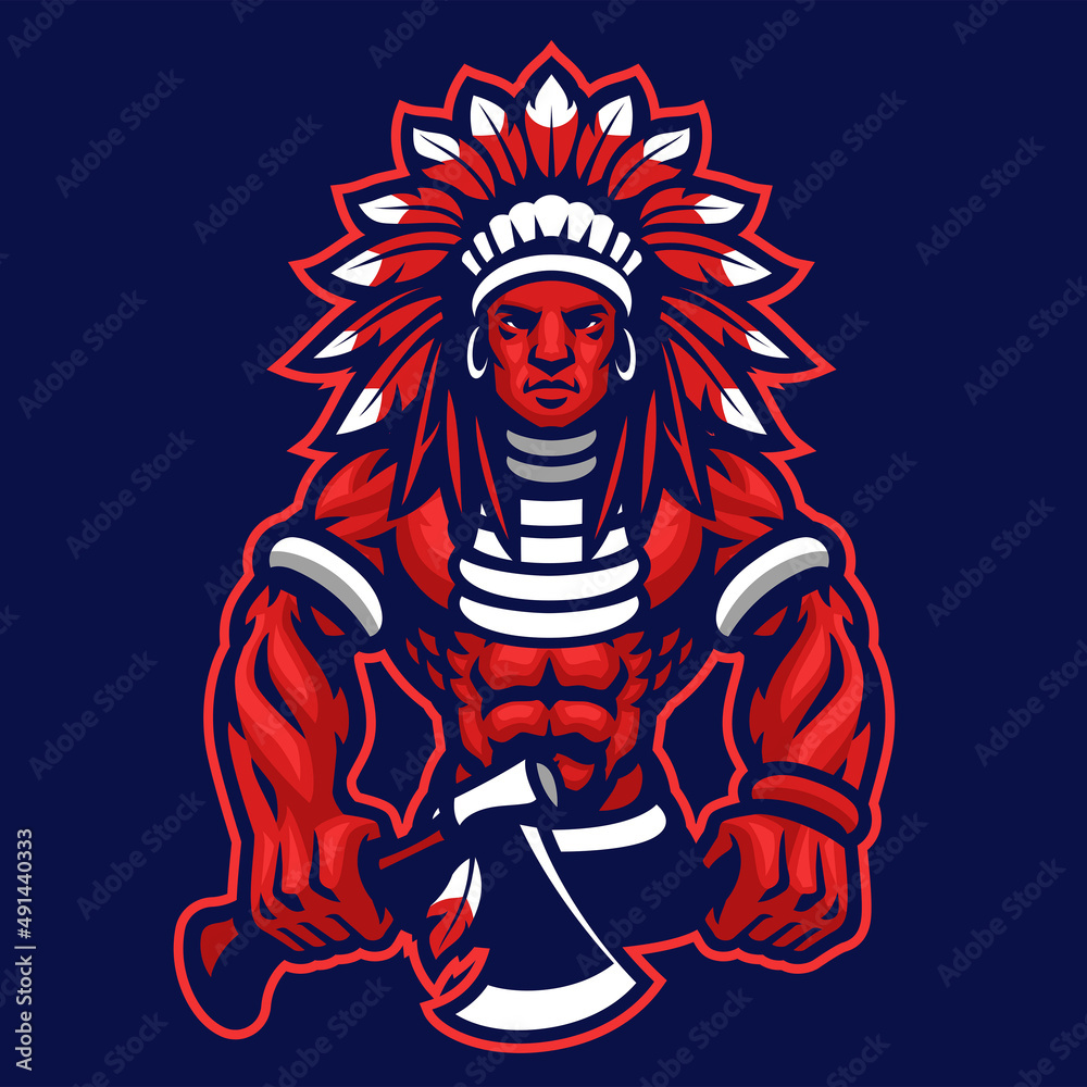 Indian Chief Warrior Mascot logo