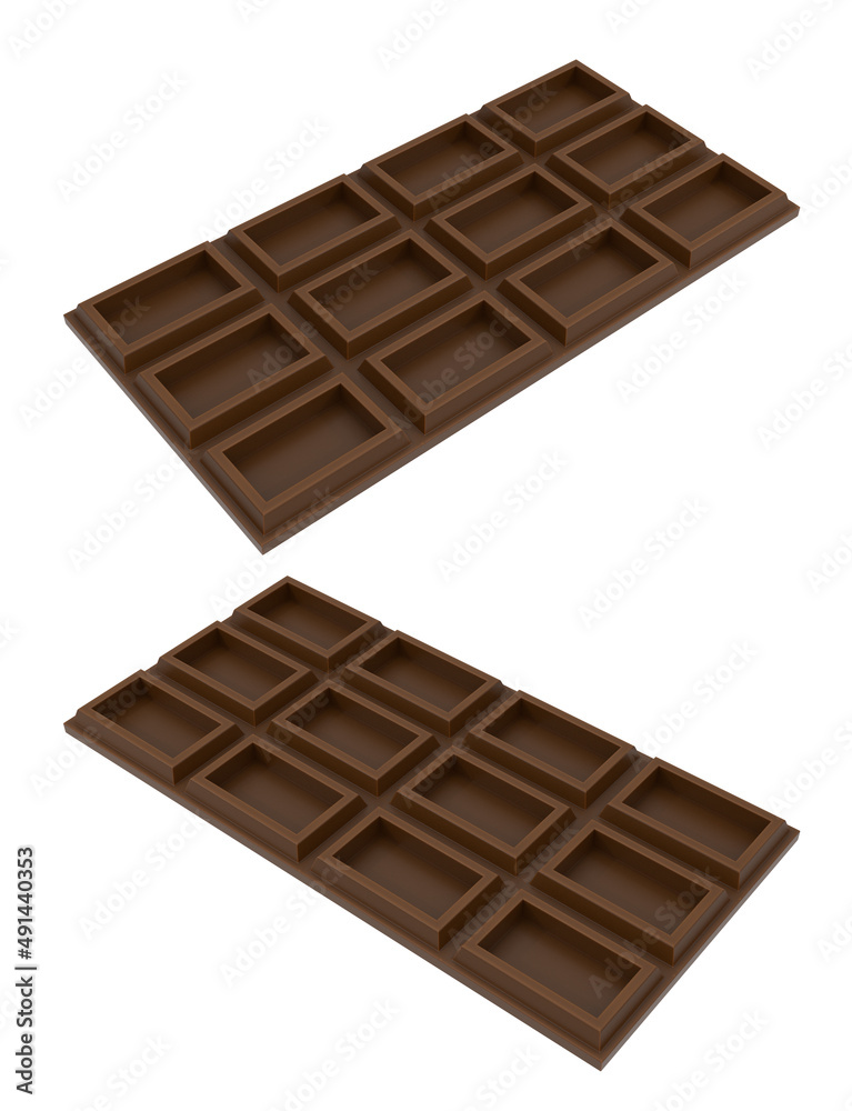 rectangular chocolate mold. 3D illustration rectangular chocolate mold. 3D illustration