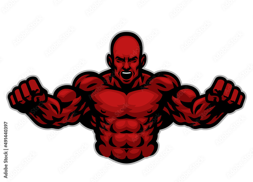 Muscle Posing Bodybuilder Athlete Mascot