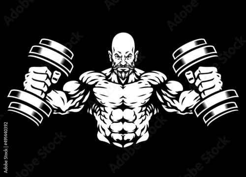 Muscle Old bodybuilder mascot logo