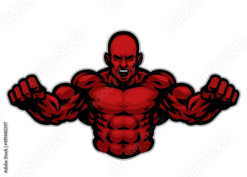 Muscle Posing Bodybuilder Athlete Mascot