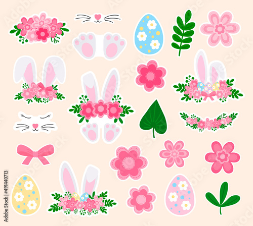Set Easter Bunny stickers printable