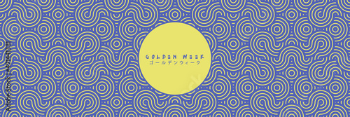 Golden week japan background. Japanese decorative blue seamless carp koi fish face pattern. Happy carp with whiskers face line art.