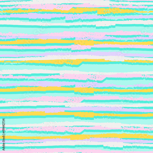 Seamless repeating pattern with hand drawn futuristic abstract bright stripes Y2K bug style, for surface design and other design projects