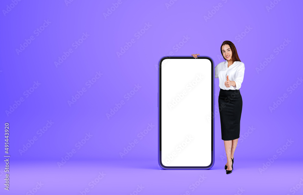 Smiling attractive businesswoman wearing formal wear is touching Smiling attractive businesswoman wearing formal wear is touching
