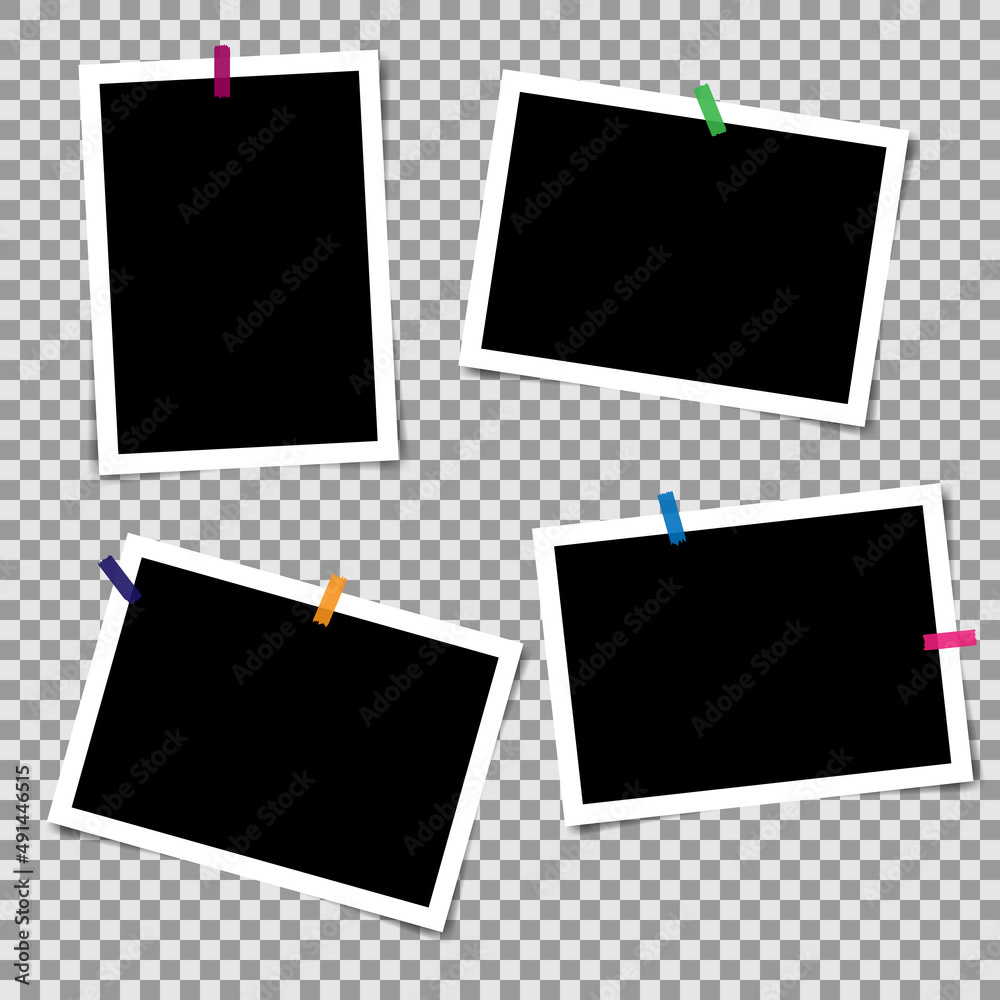 Photo frame set with blank place. Rotated photo frame concept, single isolated vintage object. Vector detailed illustration of edge for images and pictures. Photo frame set with blank place. Rotated photo frame concept, single isolated vintage object. Vector detailed illustration of edge for images and pictures.