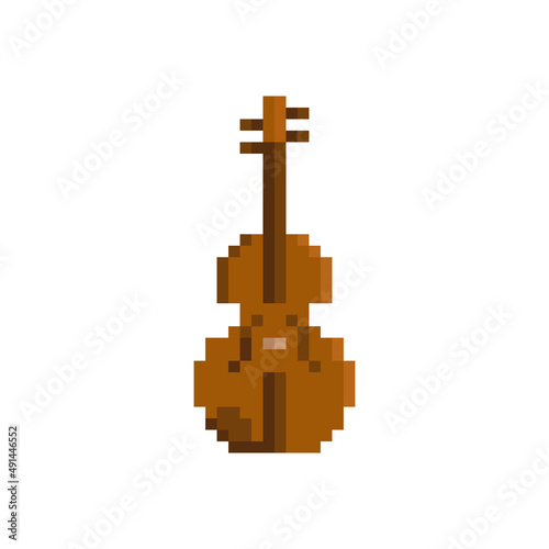The Pixelated Violin, Viola, Cello. Pixel art style. 8 Bit.