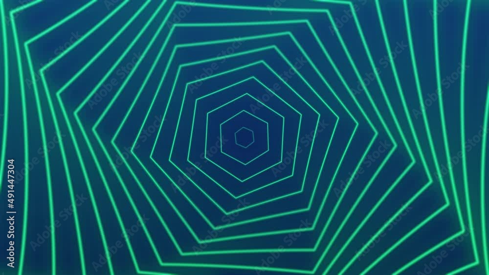 Fondo background de animación moderna basado en figuras concéntricas que se mueven hacia el espectador. En colores verde esmeralda y azul.