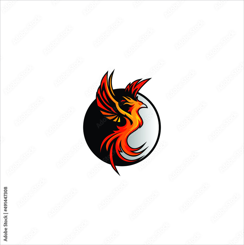phoenix fire logo design vector graphic Stock Vector Adobe Stock