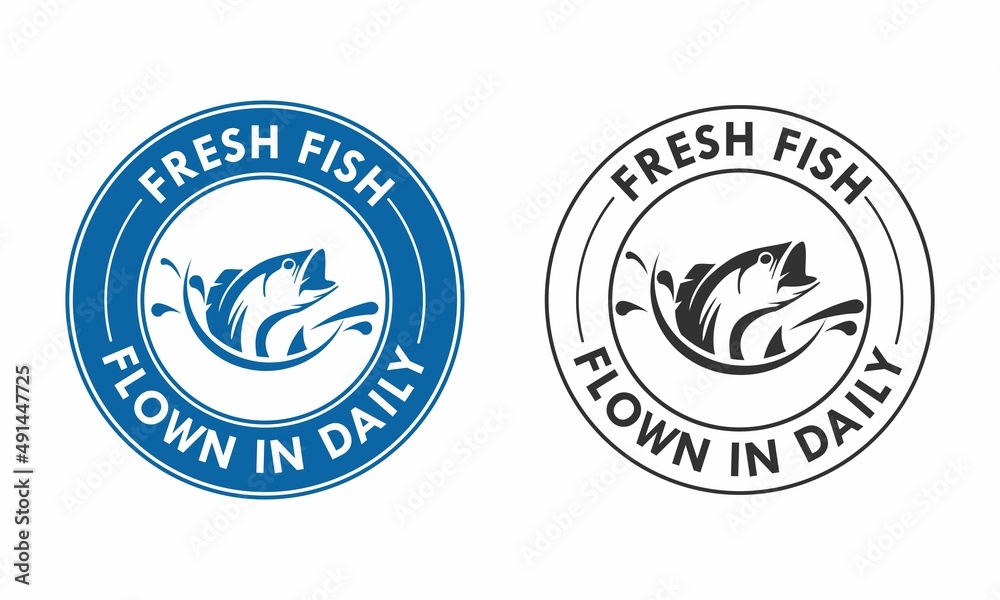 Fresh Fish Flown in Daily design logo template illustration