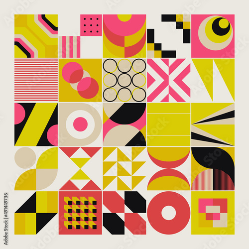 Neo-Geo Pattern Vector Graphic Inspired By Abstract Modernist Aesthetics Design