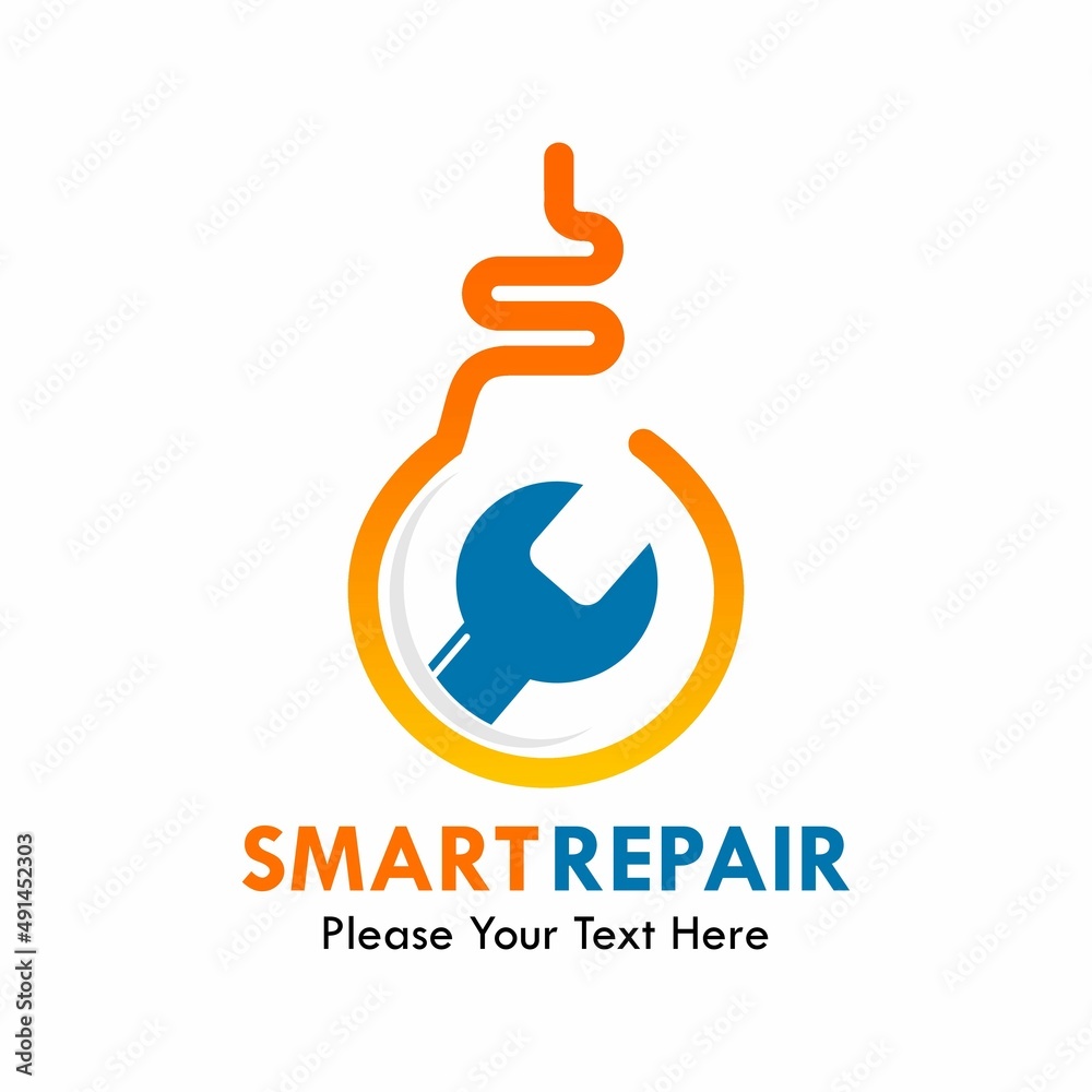 Bulb with plug logo template illustration. this is smart repair symbol