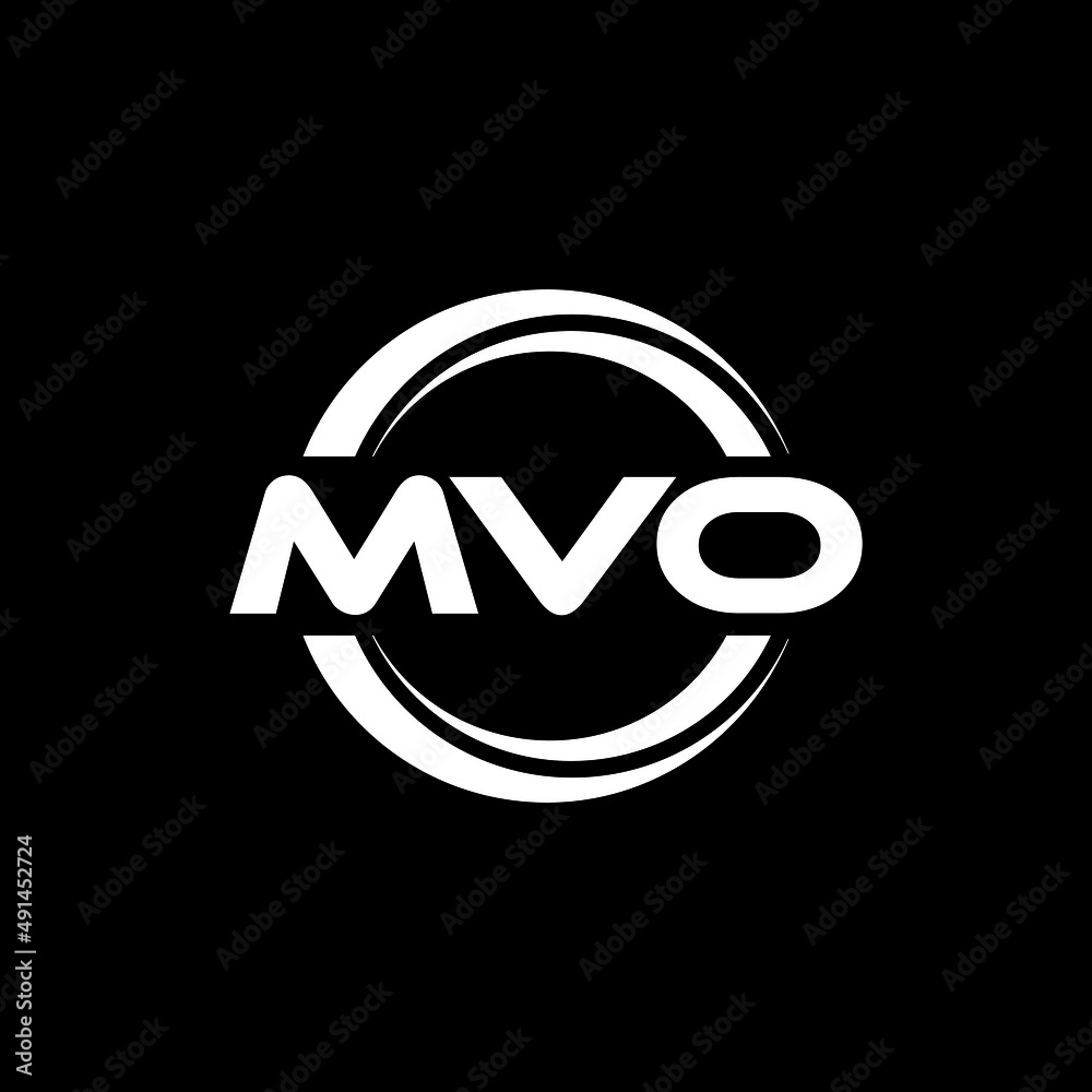 MVO letter logo design with black background in illustrator, vector logo modern alphabet font overlap style. calligraphy designs for logo, Poster, Invitation, etc.