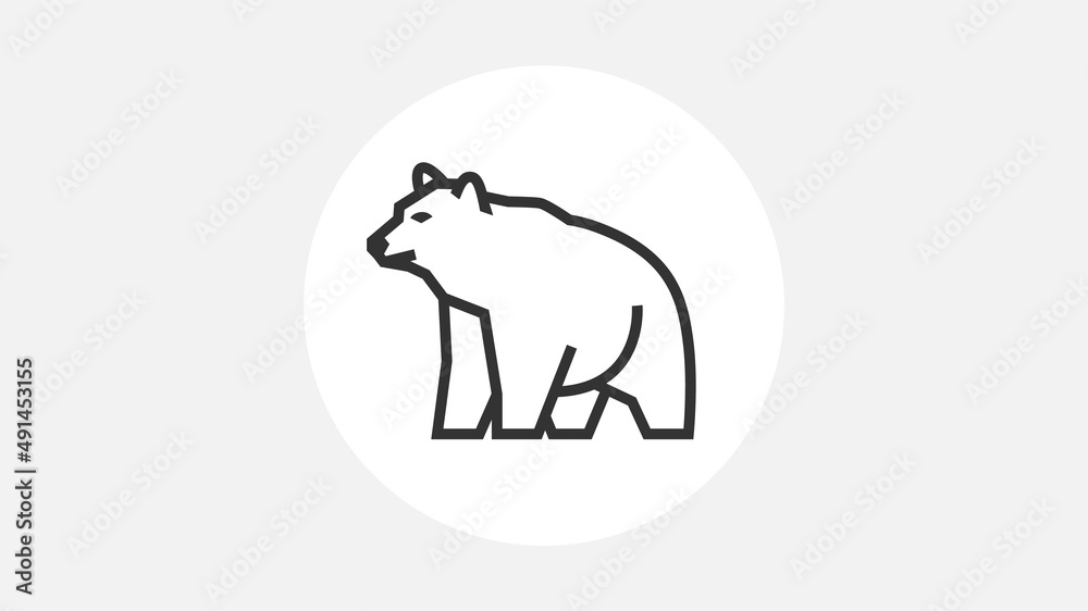 Contour linear curves image of a bear. Financial markets symbol Contour linear curves image of a bear. Financial markets symbol