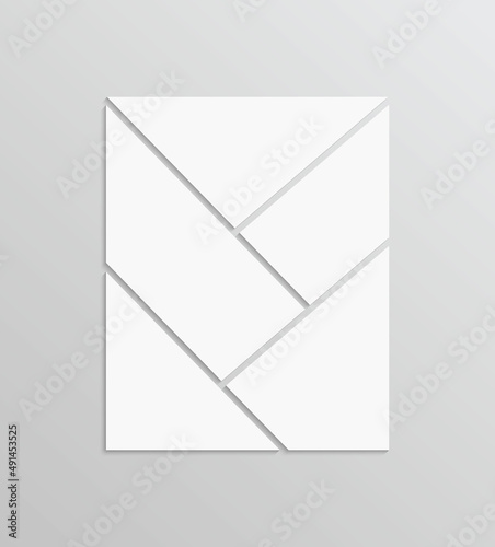 Collage layout. Moodboard template. Photo mood board grid. Mosaic pictures. Frame images. Album brandboard. Vertical gallery banner. Presentation background. Organised portfolio. Vector illustration