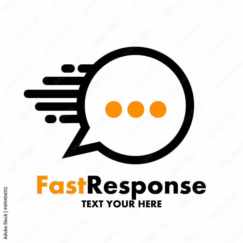 Fast response vector logo template with flame and chat symbol Fast response vector logo template with flame and chat symbol