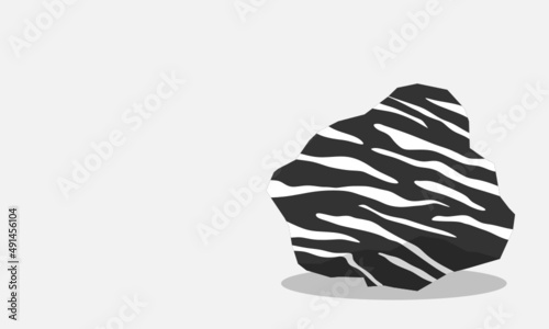 Gneiss stone specimen illustration. Metamorphic rock sample.