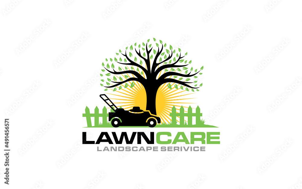 Illustration vector graphic of lawn care, landscape, grass concept logo design template-01