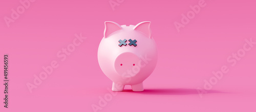 Piggy bank killed by the financial crisis 3d render 3d illustration