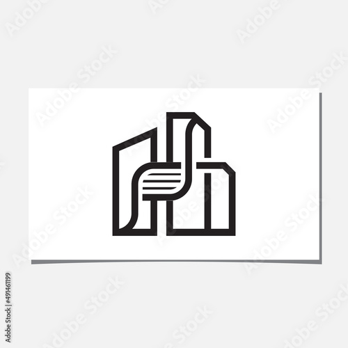 HD BUILDING AND DNA LOGO DESIGN VECTOR.