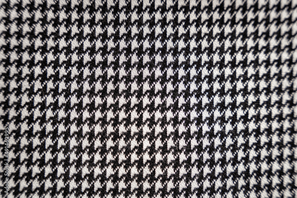 Houndstooth black and white checks pattern textile texture background