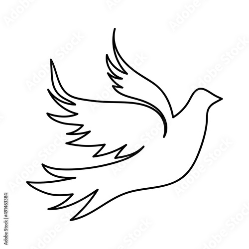 One single line drawing of adorable dove bird for logo identity. Continuous line draw design graphic vector illustration