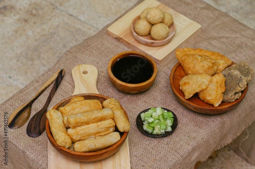 pempek indoesian traditional food, made from fish mackerel and flour photo