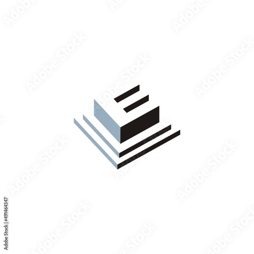 vector illustration of simple letter E 3d style for building logo