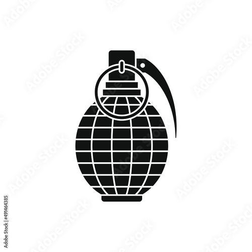 Hand grenade icon flat style. War, bomb, weapon isolated on white background. Vector illustration
