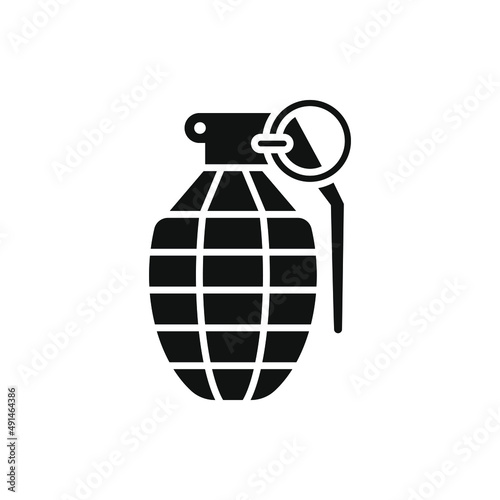 Hand grenade icon flat style. War, bomb, weapon isolated on white background. Vector illustration
