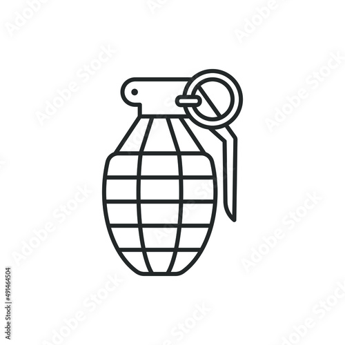 Hand grenade icon line style. War, bomb, weapon isolated on white background. Vector illustration