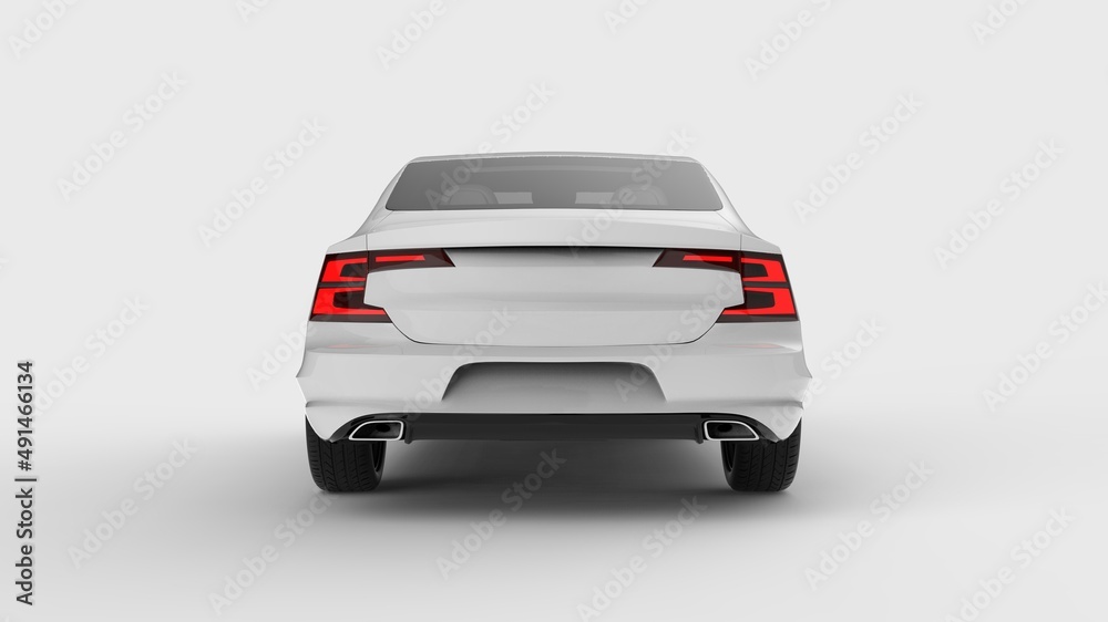 Mockup limo electric car similar to Volvo S90 T8 isolated on white