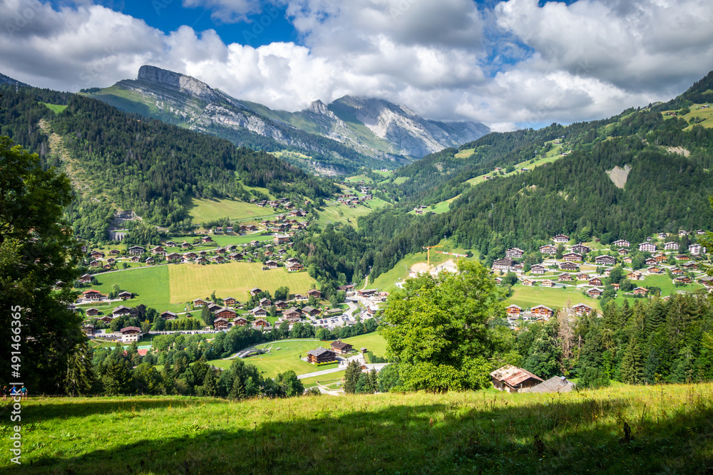 The Grand-Bornand village and mountains landscape