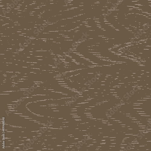Brown wooden surface with fibre and grain. Natural lines wood, hand draw hatching texture, seamless tree striped background. Vector illustration