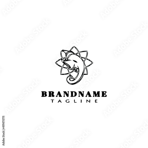 lord ganesh logo cartoon icon design template black isolated vector illustration