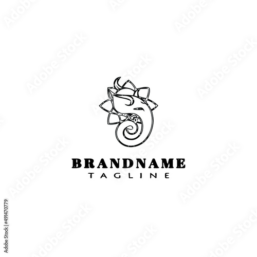 lord ganesh logo cartoon icon design template black isolated vector illustration