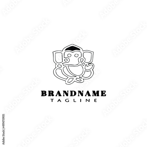 Free Download lord ganesh logo cartoon icon design template black isolated vector illustration - GFXLoad