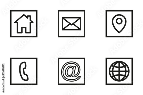 Zestaw ikon internetowych. Ikony wektorowe w kwadracie. Kontury ikon na stronę internetową.