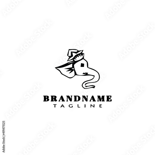 lord ganesh logo cartoon icon design template black isolated vector illustration