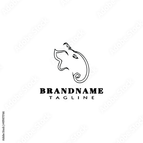 lord ganesh logo cartoon icon design template black isolated vector illustration