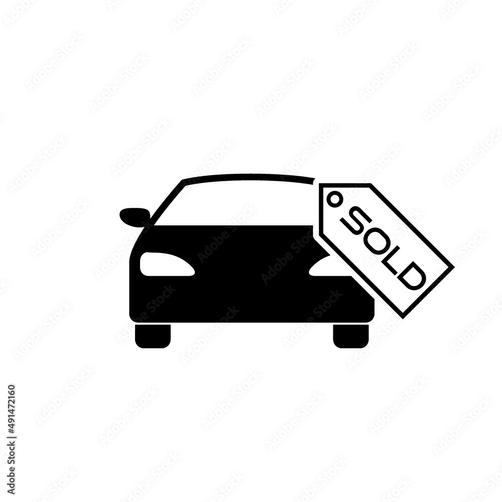 Sold car automobile price tag icon isolated on white background