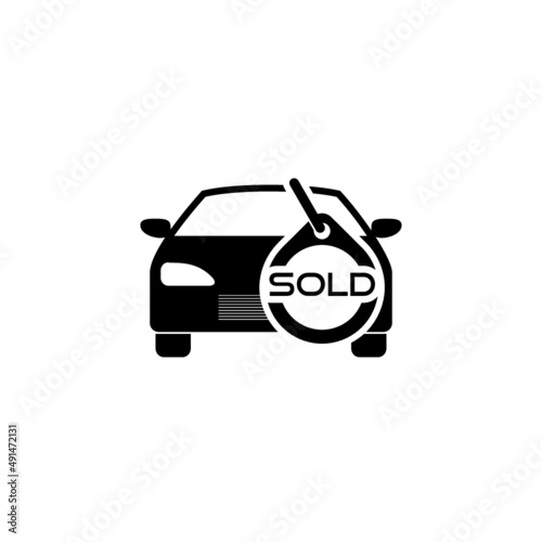 Sold car automobile price tag icon isolated on white background
