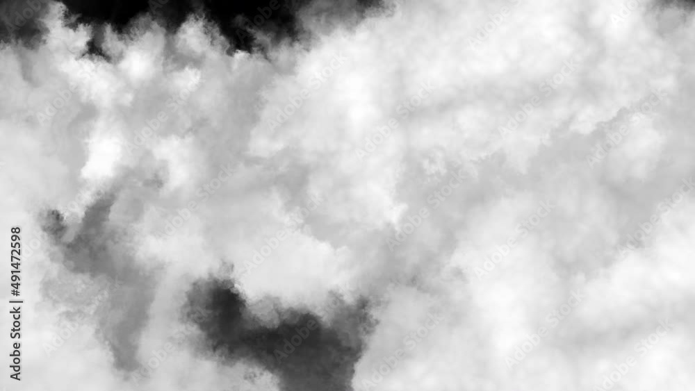 Realistic clouds forward animation on black background for screen compositing